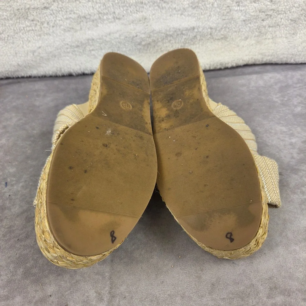 Universal Thread Womens Platform Espadrille Sandals Beige Striped Slide Size 9.5